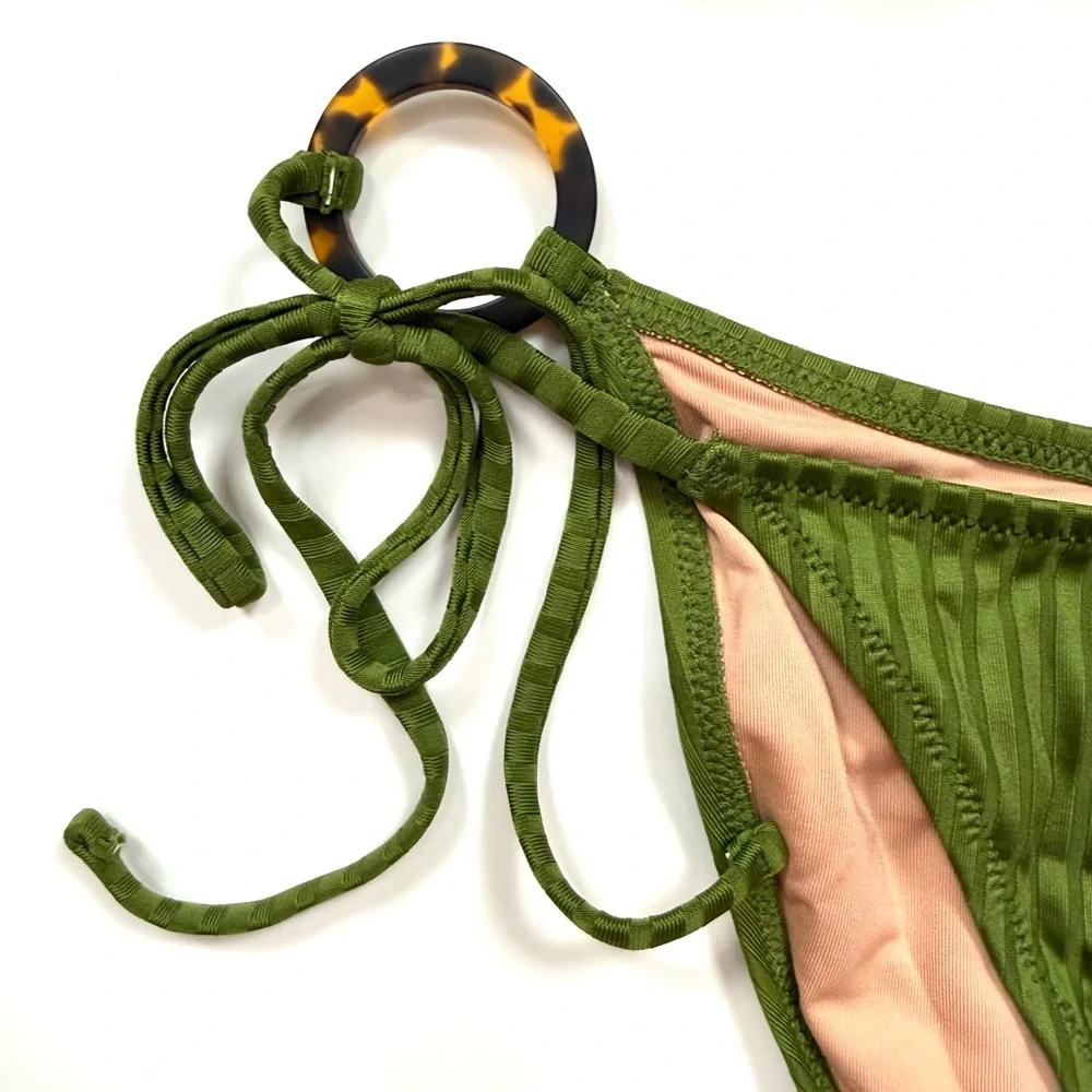 J. Crew Wide Rib O-Ring Bikini in Canteen Green - Picture 3 of 7